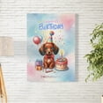 thumbnail image 2 of Happy Birthday Cute Puppy Dachshund with Cake Gifts Party Hat Vertical Matte Canvas Poster Wiener Dog Lover Gifts Idea Wall Art Home Decor - 00029, 2 of 5
