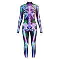 thumbnail image 3 of HOWPAY Adult Halloween Costumes Skull Print Bodysuit Spooky Cosplay Outfit Full Body Skeleton Jumpsuit For Men Women Halloween Masquerade Party Halloween Costumes XXXL, 3 of 5