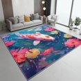 thumbnail image 2 of Area Rugs 7 X 8 ft Rug for Living Room Soft Non Slip Rug Low Pile Tradition Auspiciousness Aquatic Life Printed Area Rugs Bedroom Farmhouse Dining Room, Home Decor Indoor Red Blue, 2 of 7