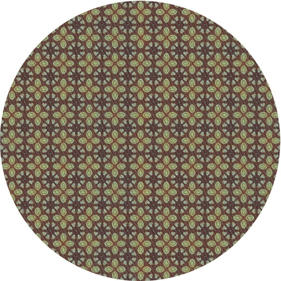 Ahgly Company Indoor Round Patterned Blood Red Brown Area Rugs, 8' Round