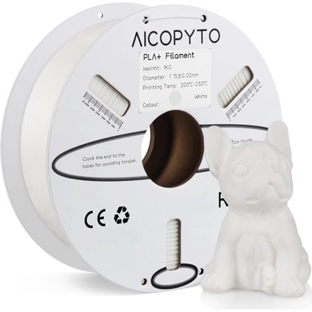 Pla Plus(Pla+) Filament 1.75mm Tougher and Stronger 3D Printer 1KG Spool (2.2lbs) White Pla+ Filament Dimensional Accuracy Probability +/- 0.02mm Fits for Most FDM 3D Printers - PLA+ White
