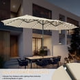 thumbnail image 3 of Autlaycil 15 ft Rectangle Patio Umbrella with Umbrella Base 48 LED lights for Market Patio Solar Umbrella (Khaki), 3 of 7