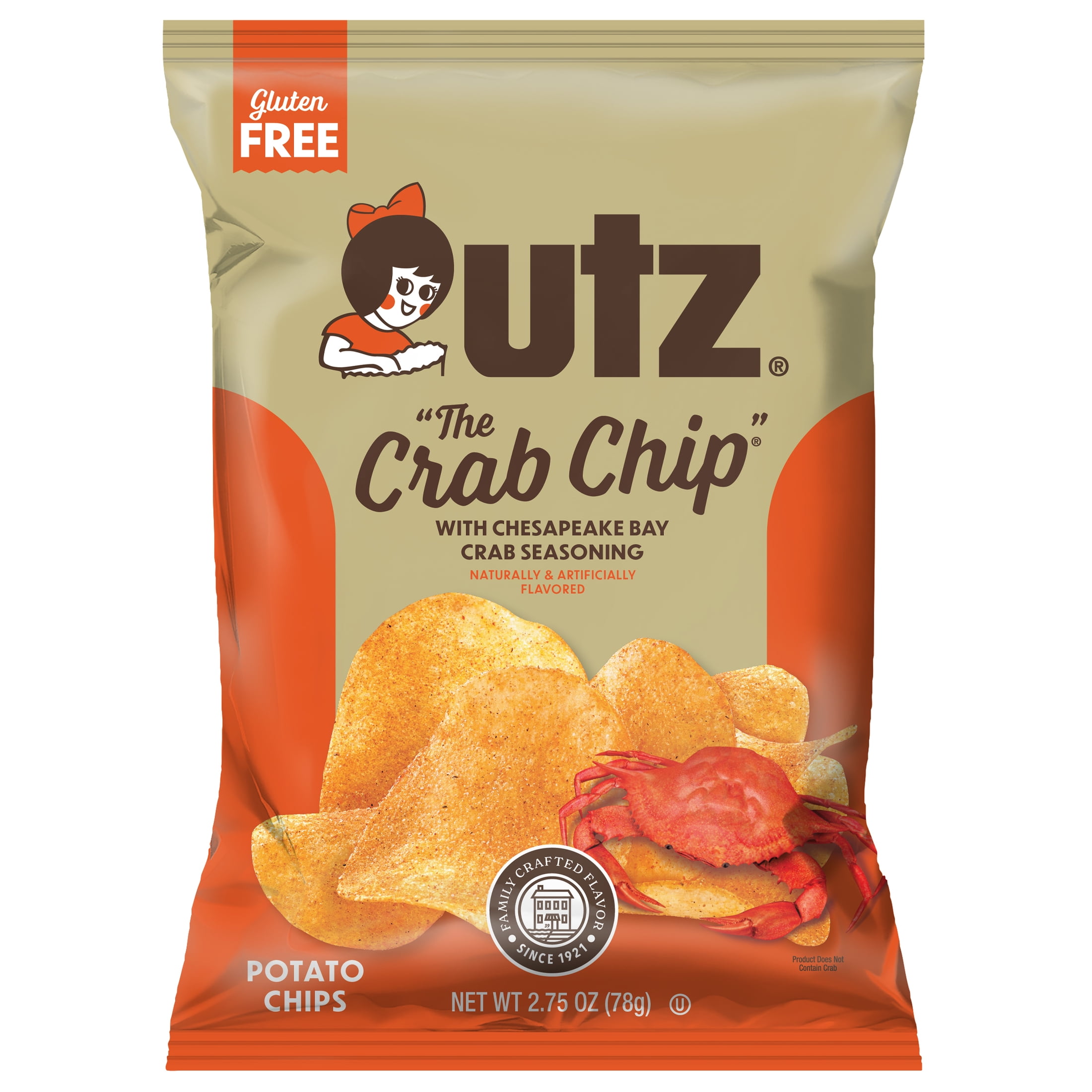 Utz The Crab Chip Potato Chips 7.75 oz Maryland Seafood Snack