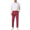 thumbnail image 2 of Pantalones de vestir INSPIRE CHIC para hombres, con pliegues en la parte delantera, pierna cónica, pantalones chinos de negocios 36 rojos, 2 of 6