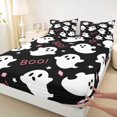 thumbnail image 3 of Manfei Halloween Ghost Print Fitted Sheet Full,Pastel Bat Pattern Bed Set,3pcs,1 Fitted Sheet and 2 Pillowcases, 3 of 6
