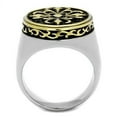 thumbnail image 3 of Two-Tone IP Gold (Ion Plating) Stainless Steel Ring with Epoxy in Jet for Men Celtic Theme Jet Stone Color Style TK2241 Size 10, 3 of 4