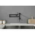 thumbnail image 3 of Izzovium Wall Mounted Brass Pot Filler Faucet, Matte Black Two-Attachment Swing Arm Kitchen Faucet with Free-Swivel Design, 15.5in x 12in x 2in, 3 of 7