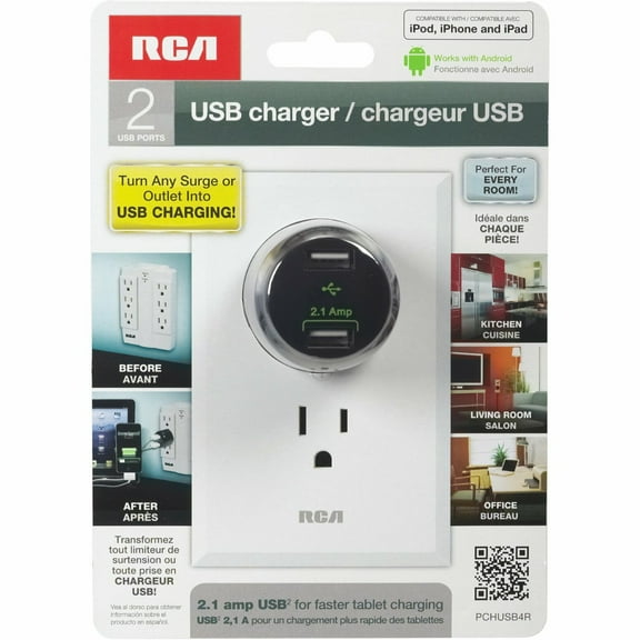 RCA PCHUSB4R USB Home and Travel Charger