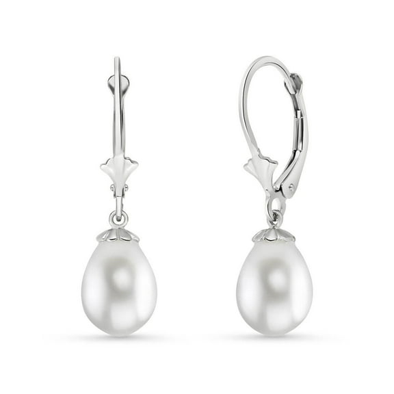 Galaxy Gold 14k White Gold Cultured Freshwater Pearl Leverback Dangle Earrings