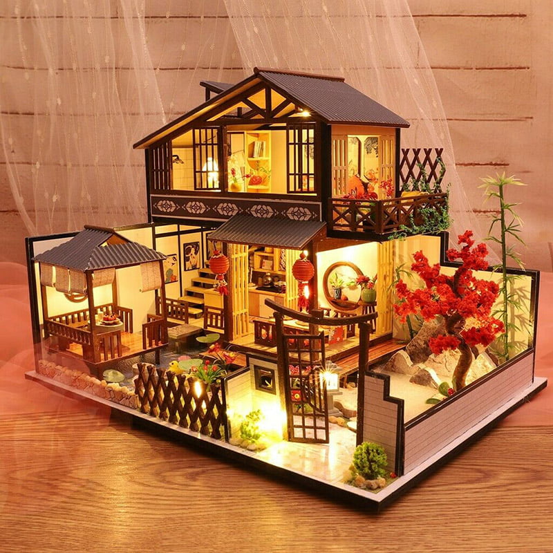 3D Wooden Dollhouse Ancient Town DIY Miniature Model XMAS Gift Chinese Style Toy 