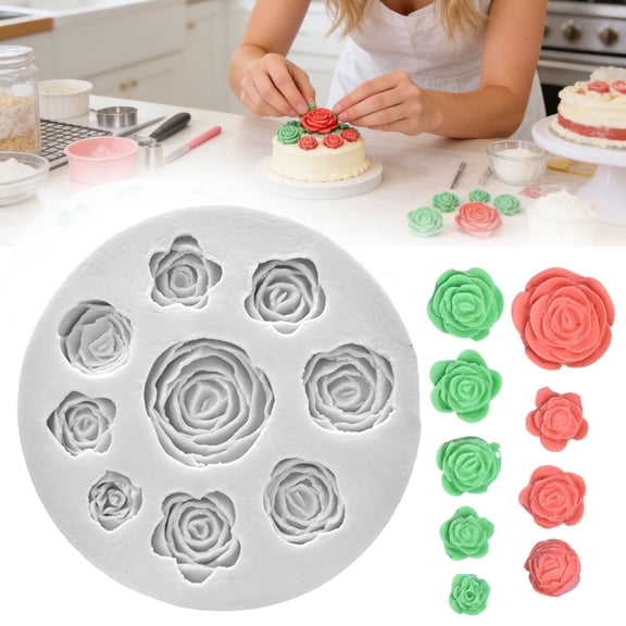 Silicone Molds,Soap Molds,Rose Silicone Candy Mold Mini Flower Fondant Chocolate Molds For Cake Decorating Cupcake Topper Chocolate Gum Paste Polymer Clay,White