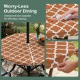 thumbnail image 5 of Round Outdoor Tablecloth with Umbrella Hole and Zipper, Orange Moroccon Tablecloth with Elastic Waterproof, Farmhouse Country Minimalist Geometric Patio Table Covers for 55" - 60" Picnic Pool Tables, 5 of 9