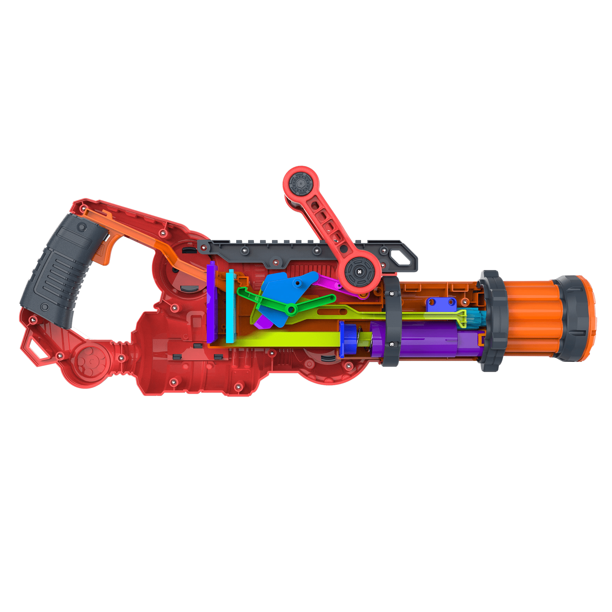 Adventure Force Lancer Pump-Action Manual Gatling Blaster, Rotating Barrel, Slamfire Power, 10 Waffle Tip Darts Compatible with Most Standard Full-Length NERF Elite and XShot Dart