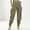 E_ Army Green, variant on Womens Elastic-Waist Ankle Pants with Cutwork Embroidered Hem and Solid Tone, Vintage Style for retro casual daily looks Yellow L