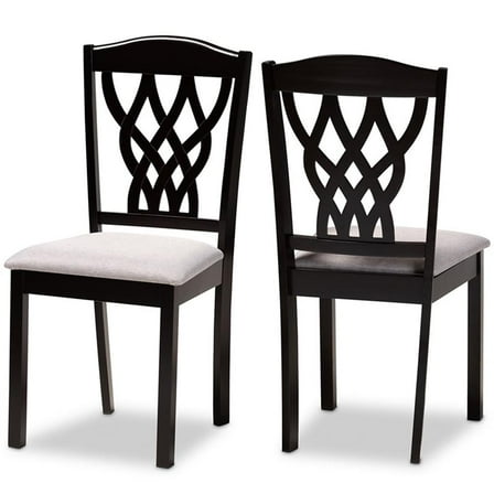 Bowery Hill Grey and Brown Finished Wood 2-Piece Dining Chair Set