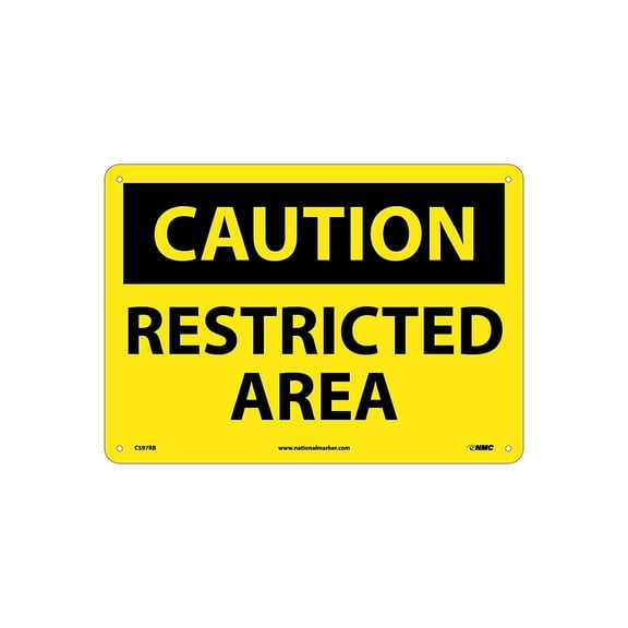 National Marker Restricted Area 10X14 Rigid Plastic Caution Sign C597RB