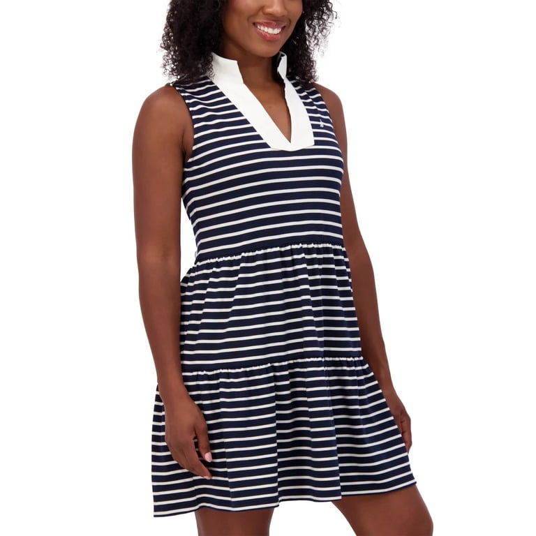 navy sleeveless shirt dress Antonelli