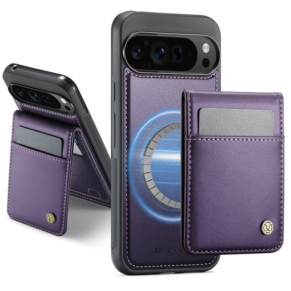 Dteck Wallet Case for Google Pixel 10 Pro XL Compatible with MagSafe Accessory for Men Women, Shockproof Detachable Magnetic Wallet Phone Case with Card Slot Holder RFID Blocking, Purple