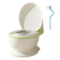 thumbnail image 4 of Inodoro para bebé con compartimento para toallitas, botón de descarga realista, cómodo y realista. Asiento de PU verde, 4 of 9