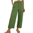 thumbnail image 3 of Outfmvch gauze pants women Resort Wear for Women 2025 Pull On Pants Straight-legs Beach Long Pants Gaucho Pant Wide Leg Trousers with Pockets Beach Vacation Pants for Womens Lace Side Green L, 3 of 8