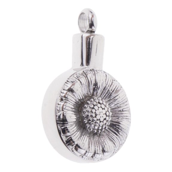 EHJRE Round Stainless Steel Daisy Flower Carving Urn Pendant Memorial Holder