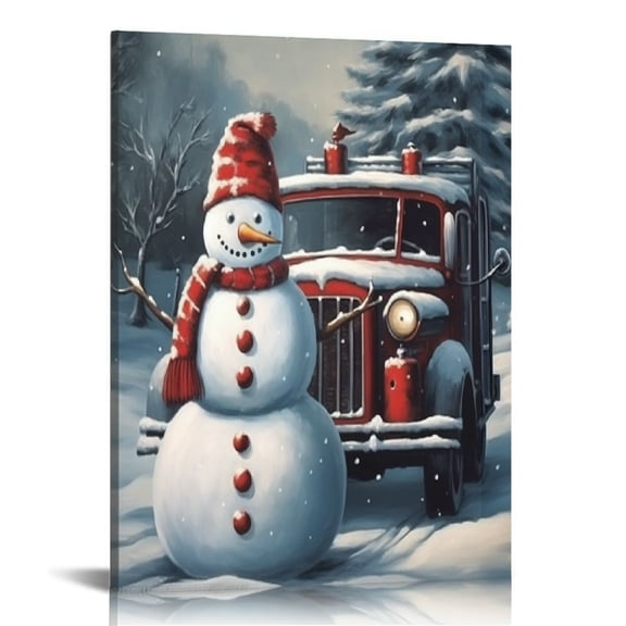 ONETECH Christmas Snowman Canvas Wall Art Paintings Winter Decor Gifts Without Frame