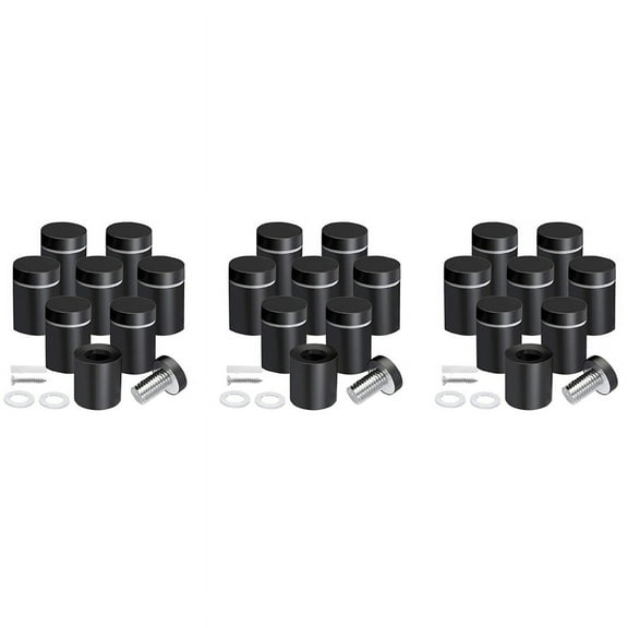 24 Pack Standoff Screws 3/4 x 1 Inch Black Sign Standoffs Hanging Acrylic Picture Frame Advertising Screws Kit,24 x Glass Standoff,black