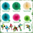 thumbnail image 3 of Juego de 12 abanicos decorativos de papel con forma de loros tropicales Easy Joy, 3 of 6