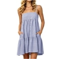 thumbnail image 2 of Snorda Women's Striped Dress Summer Round Neck Sleeveless Striped Solid Color Casual Dress Flowy Sundress Ideal for Daily Wear Beach Vacation & Party, 2 of 7