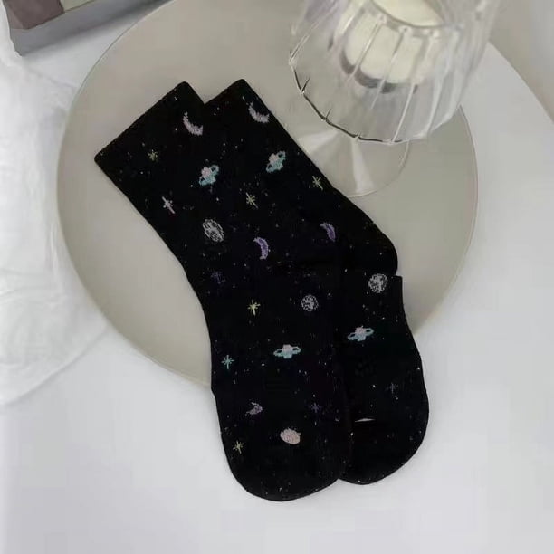Zhuge 6 pares de calcetines finos de algodón para mujer, calcetines de algodón suave para mujer por encima del tobillo (negro)