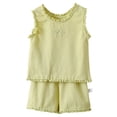 thumbnail image 1 of Nwiuh Toddler Girl Clothes 6M 1T 2T 3T 4T 5T Baby Summer Outfit Ribbed Knit Ruffle Sleeveless Shirts Ruffled Shorts Set (Light Green, 4-5 Years), 1 of 7