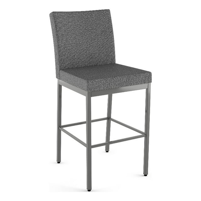 Amisco Perry Plus 30" Bar Stool - Grey Woven Fabric/Glossy Grey Metal