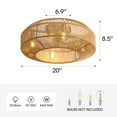 thumbnail image 3 of HOOMEDELIER 20" Indoor Gold 6-Speed Boho Rattan Caged Ceiling Fan with Light and Remote Control, Flush Mount Ceiling Fan, 3 of 14
