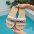 thumbnail image 5 of HNMKIU Platform Sandals Summer Flat Slide Style for Women Breathable Woven Fabric Casual Beach Slides with Sole for Indoor Outdoor Comfort Summer Shoes White,8, 5 of 8