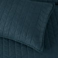thumbnail image 4 of Chezmoi Collection Madrid Herringbone Geometric Solid Cotton Lightweight Quilt, 3-Piece Quilt Set, Queen, Dark Blue, 4 of 9