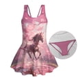 thumbnail image 5 of chaqlin Pink Cherry Blossom Horse Swimsuit Girl's One-Piece Swimsuits Sleeveless Swim Dress Tummy Control Tank Tops Flowy Skirt for Swimming,Water Sport,6-7Y, 5 of 7