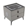 thumbnail image 4 of Light Grey Smart Nightstands with Fingerprint Lock Drawer, Wireless Charging Station, USB Port, Nightstand with 3 Color LED Lights and Speaker, Modern Wooden End Side Table 2 Drawers, 4 of 16