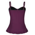 thumbnail image 3 of Mycoco Women's Swim Top Padded Ruffle Hem Shirred Swimwear Tankini Swimsuit Top, 3 of 3