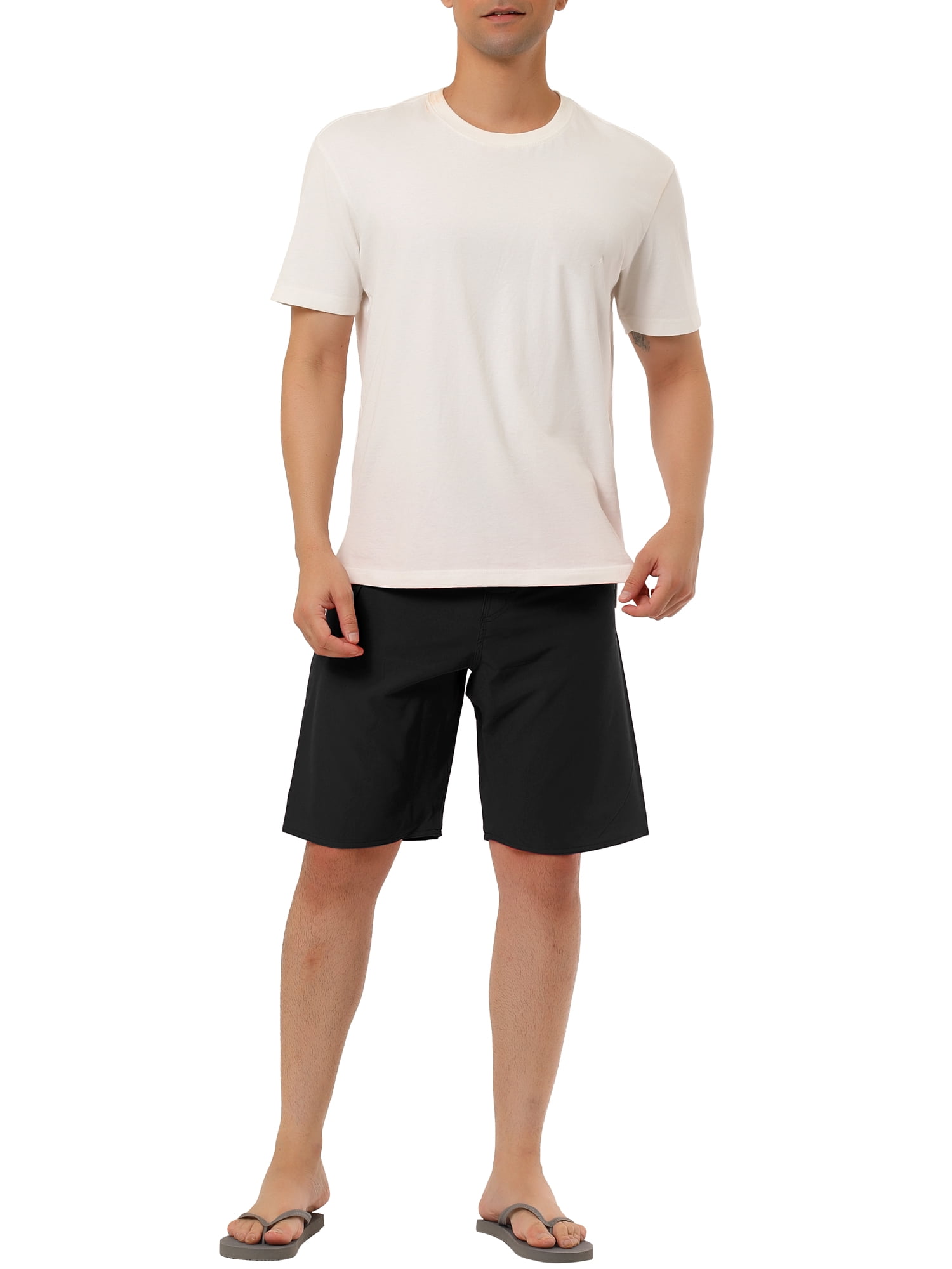INSPIRE CHIC Men's Shorts Drawstring Swim Shorts Elastic Waist Board Shorts