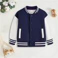 thumbnail image 2 of UAYOTSE Kids Comfortable Baseball Jackets Boys Girls Jacket Lightweight Plain Button Casual Coat(4-5 Years,S55-Dark Blue), 2 of 5