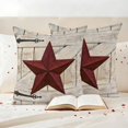thumbnail image 3 of Texas Star Vintage Outdoor Waterproof Pillow Covers, Red Retro Berry Wooden Decorative Square Throw Pillowcase Sofa Cushion Sham for Patio/Couch/Chair, 16"x16" 2 Pack, 3 of 8