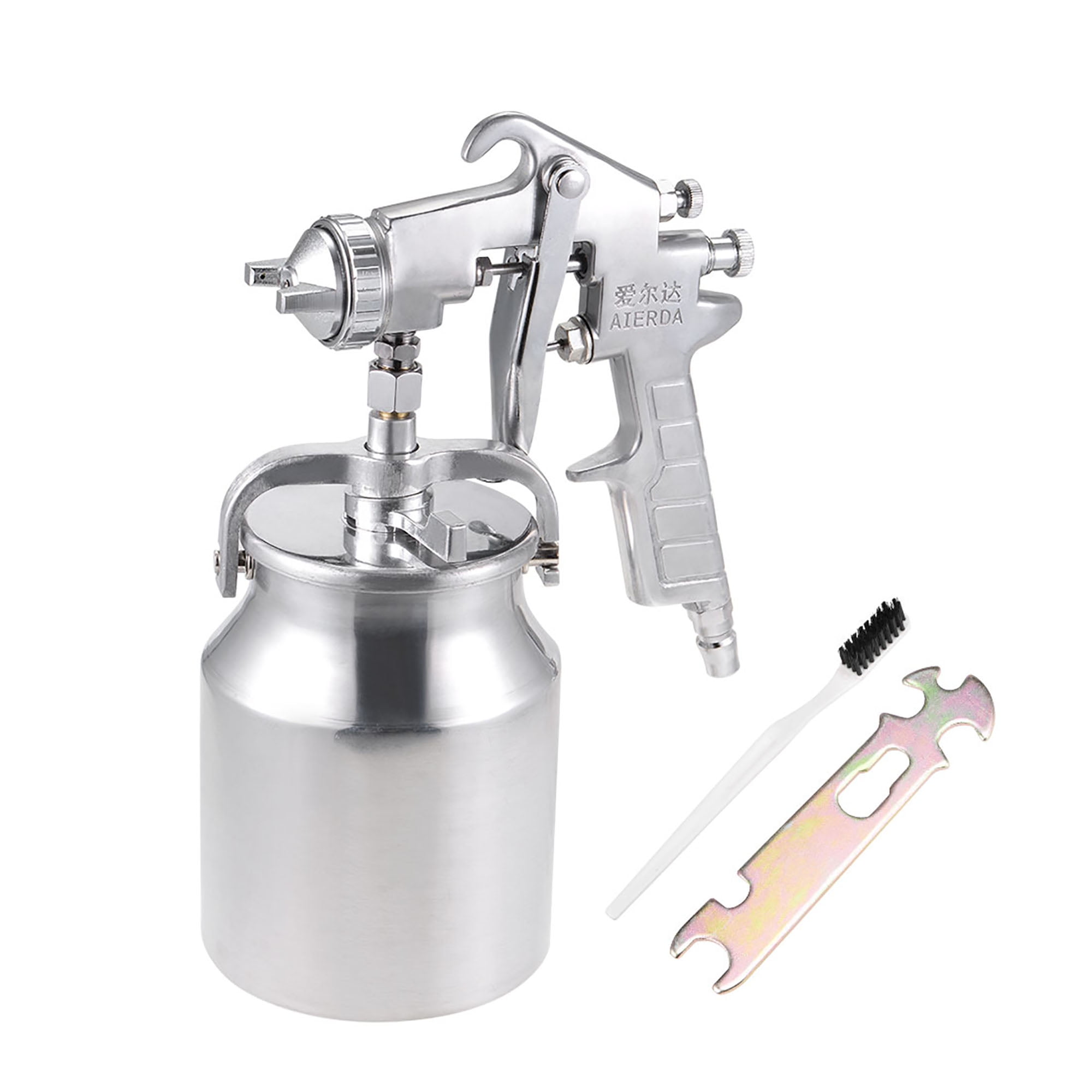 Spray Gun 2mm Nozzle with 1000cc Cup HVLP Siphon Feed Paint Tool Kit Aluminium Alloy