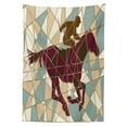 thumbnail image 3 of Ambesonne Mosaic Tablecloth Rectangular Table Cover, Stable Jockey Silhouette, 60"x84", Purple Pale Brown Teal, 3 of 4