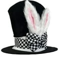thumbnail image 3 of Black Bunny Ears Top Hat Cute Easter Rabbit Hat with Checkered Bow for Adults Party Dress Accessories Props, 3 of 9