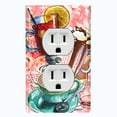 thumbnail image 1 of Metal Light Switch Wall Plate Outlet Cover (Coffee Beans Mocha Tea Marshmallow Treat Pink White Leaves - Single Duplex), 1 of 2