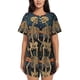 thumbnail image 1 of Fotbe Romantic Skeletons Under Moon Conjunto de Pijama Estampado para Mujer, 2 Piezas, Ropa de Dormir con Camiseta de Manga Corta y Shorts Suaves-3X-Large, 1 of 6