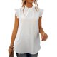 thumbnail image 3 of Estrela Mujer Volantes Trim Cap Manga Top Volantes Trim Casual Color Liso Elegante Verano Jersey Blusa Blanco S, 3 of 6