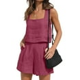 thumbnail image 1 of Puntoco 2023 Conjunto de 2 piezas de moda para mujer, top corto sin mangas, pantalones cortos, conjunto de cintura alta con bolsillos Puntoco Puntoco-2616, 1 of 8