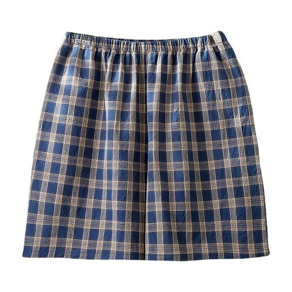 SNOWSONG Men's Loose Fit Tartan Plaid Boxer Underwear Shorts Sleep Short Cotton Breathable Plus Size Homewear Pajamas Pants Leisure Outwear, 1PC Short Dark Blue L
