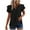 Black, variant on Women's Short Sleeve T Shirt, Back Twist Open Back Crop Casual Work Tee